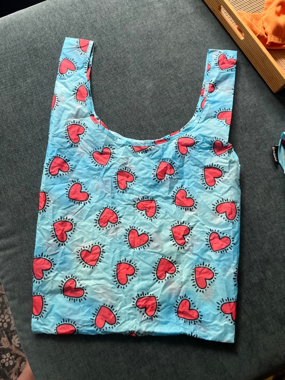 Keith Haring heart print Baggu - blue with hearts